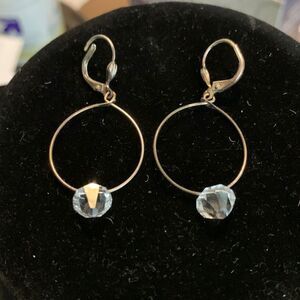 Beautiful drop earrings clear Swarorkovsky crystals.